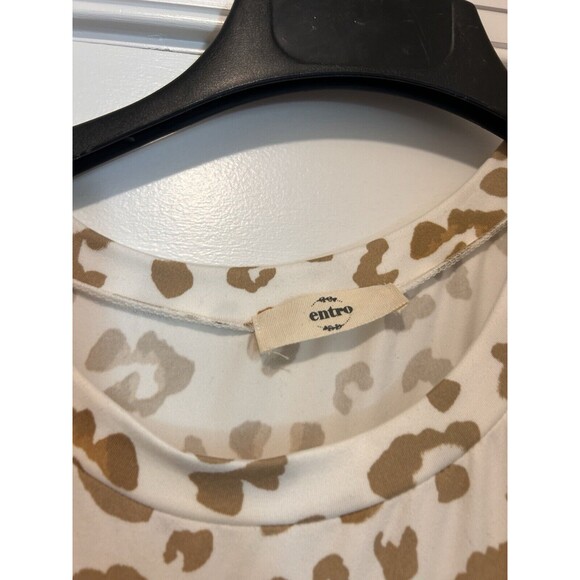 Entro Women's Tiered Babydoll Leopard Dress Size Medium Beige Brown Made in USA - Picture 2 of 5